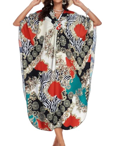 Image of Kaftan Dresses for Women V Neck Caftans Batwing Sleeve Beach Cover Ups