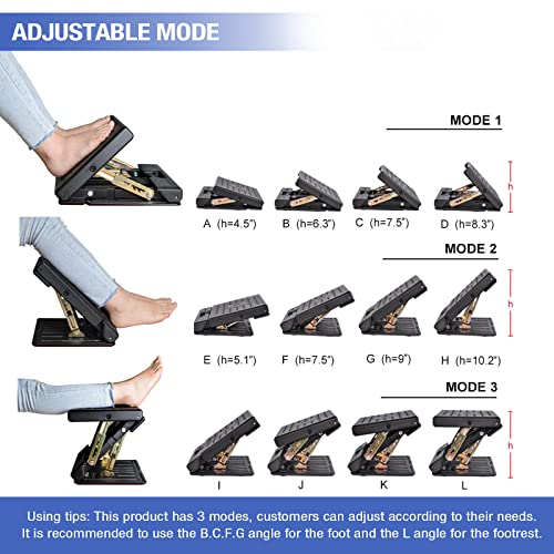 Image of Foot Rest for Under Desk at Work 4-Level Height Adjustable, Ergonomic Foldable Footrest for Office, Gaming,Computer, Soft & Removable Pad Desk Foot Stool Suitable for All Seasons(Brown)