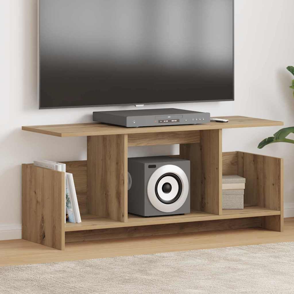 Stojak pod telewizor Artisan dąb z materiału drewnopochodnego 102 x 35 x 45 cm z miejscem do przechowywania, kredens do salonu, urządzeń multimedialnych, HiFi, gier i kina domowego