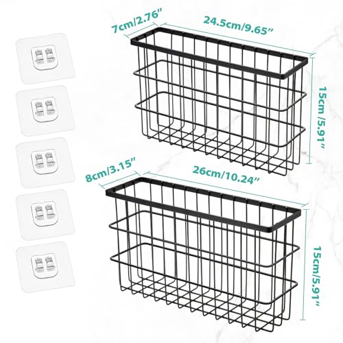 Sinnsally Küchenschranktür-Aufbewahrungsbox,Selbstklebende Wandmontierte Aufbewahrungsbox 2 Stück ,Schrank Organizer Küche,Badezimmer/Kühlschrank Kleine Gegenstände Organizer