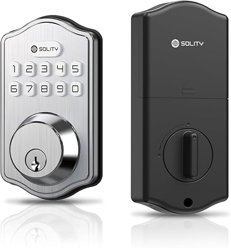 Miniatura 2 de Solity Cerradura electrónica digital inteligente, entrada sin llave, cerradura automática, 100 códigos personalizados, fácil instalación, teclado