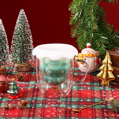 ecooe Doppelwandige Süße Weihnachtsbaum Latte Macchiato Gläser 270ml Kaffeetasse Weihnachten Becher mit Weihnachtsbaum Teesieb Teegläser… – Ansicht 6
