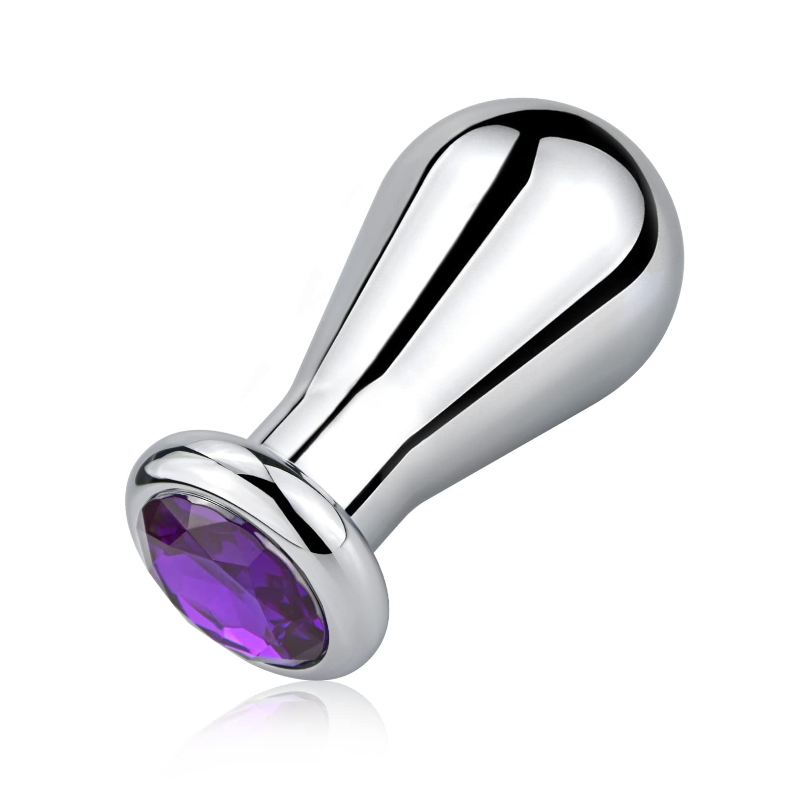 FST Small Butt Plug Adult Toys - Bulb-Shaped Metal Anal Plug with Purple Gemstones Butt Plugs for Prostate