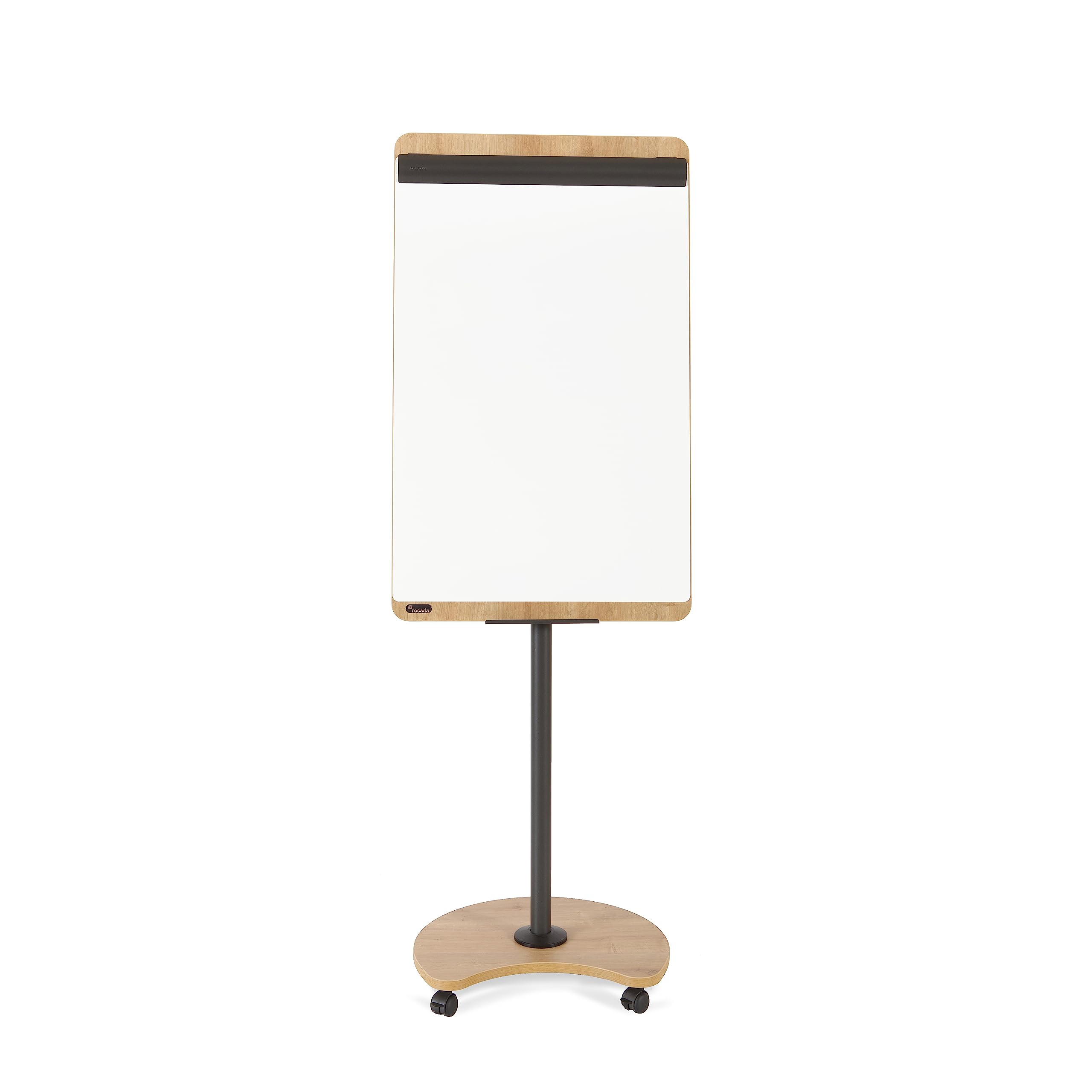 Rocada | Pizarra Móvil Magnética NATURAL - Estructura de Acero y Melamina - Superficie para Borrado en Seco - Base con 5 Ruedas - 2 Brazos Laterales Plegables - 69 x 200 x 62 cm