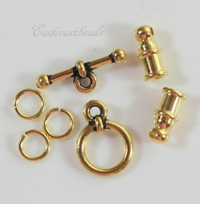 Pagoda End Cord Set, 2mm, TierraCast, Gold Plated, 1 Set, 1125