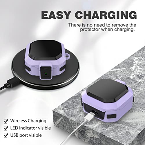 [With Lock] Armor Cover For Galaxy Buds Pro Case/Galaxy Buds 2 Case/Galaxy Buds Live Case,Shockproof Pc+Tpu Protective Cover For Samsung Buds 2/Buds Pro/Buds Live With Fashion Candy Keychain(Purple) #TOP3