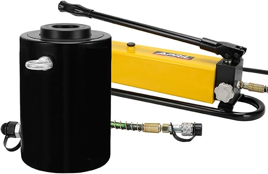20/30/60Ton Hollow Ram Single Acting Hydraulic Lifting Cylinders with Hand Pump, 2"/4" Stroke Retract Automatically Lifting Jack Hydraulic Cylinder Jack SetsSize4In,Color60T