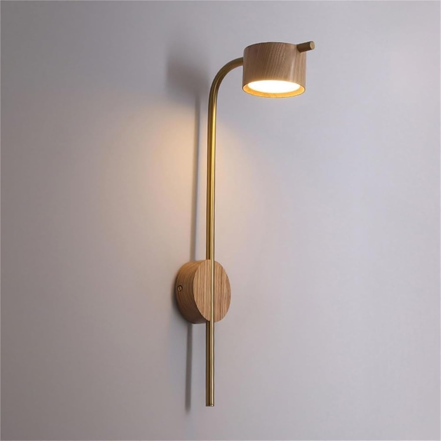 Lampada da Parete retrò in Noce Interamente in Rame, Applique circolari in Stile Giapponese a Tre Colori dimmerabili per Camera da Letto, Comodino, Bagno, specc,Log