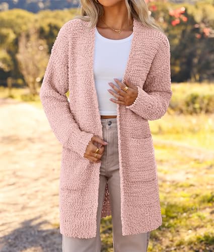 Image of MEROKEETY Women's Long Sleeve Soft Chunky Knit Sweater Open Front Cardigans Outwear Coat