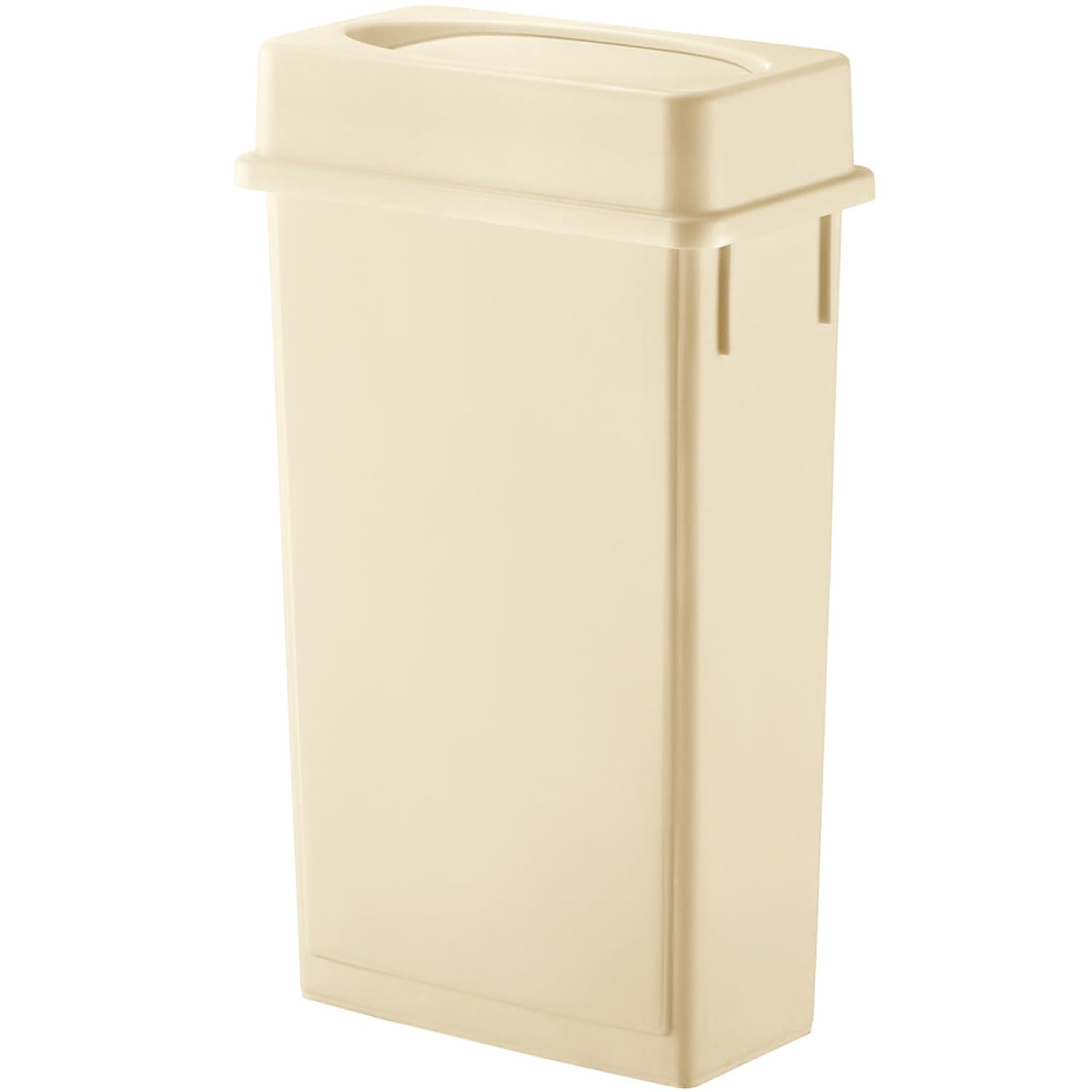 23 Gallon Beige Slim Rectangular Trash Can with lid Restaurant Trash can Commercial Trash can Tall Plastic Trash can Industrial Trash can Square Trash cans with Drop Shot Lid