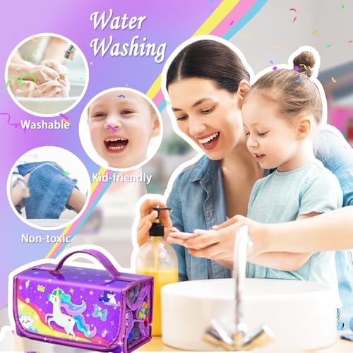 Image of 56 PCS Washable Scented Markers Set with Glitter Pencil Case, Mermaid Unicorn Arts and Crafts for kids 4-6-8 Kids Coloring Drawing Kits for 4-8 Years Old Girls Birthday Gifts