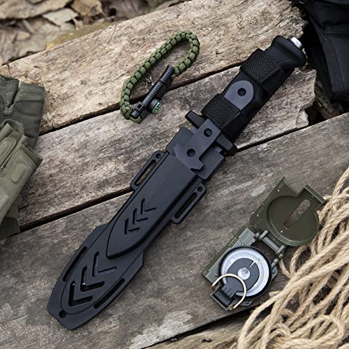 Image of Dispatch Fixed Blade Hunting Knife with Sheath, 12 inch and 8 inch Survival Knives Set for Men Tactical Bowie Knife with Non-Slip Handle for Bushcraft, Outdoor Camping