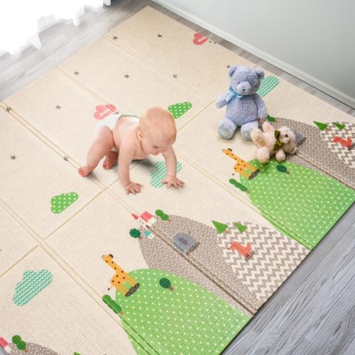 Image of Sorbus Foldable Baby Play Mat, Kids Foam Mats for Floor with Travel Bag - Waterproof Foldable Play Mats for Babies, Infants, Toddlers, and Kids Playtime & Tummy Time 78x70x0.4” (Mountain Mates)