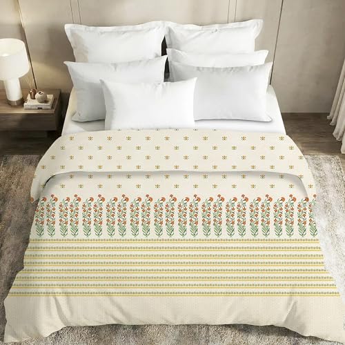 Image of MYTRIDENT Soft Comfort Comforter, 100% Cotton Cover, 200 GSM Fiber Filled Comforter, 88 Inches x 104 Inches, King Size Comforter, Printed, AC Blanket, Reversible - Art Age