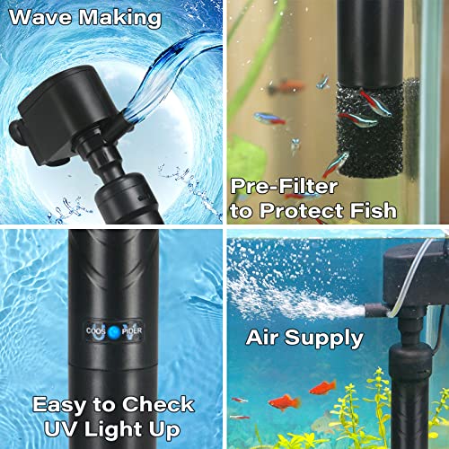 Aquarium-U-V-Filter-Pumpe-fuer-150-380L-Fischtank-5W-Lampe-Anti-Algen-U-V-Klaerer-1200Lh-Kristallklar-Algenvernichter-Wasserpumpe-Luftzufuhr-Stroemungspumpe-fuer-Kaltes-Wasser-Tropische-Fische - Sparfuchs24.io - Preisvergleich & Top Angebote Online