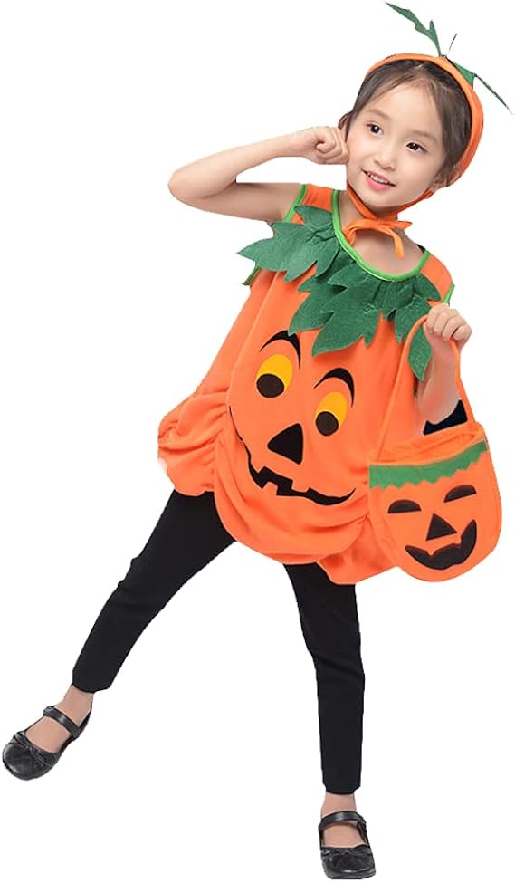 Amazon かぼちゃコスプレ ハロウィン パンプキンキッズ 可愛い仮装 キッズコスチューム 3点セット キッズコスチューム おもちゃ