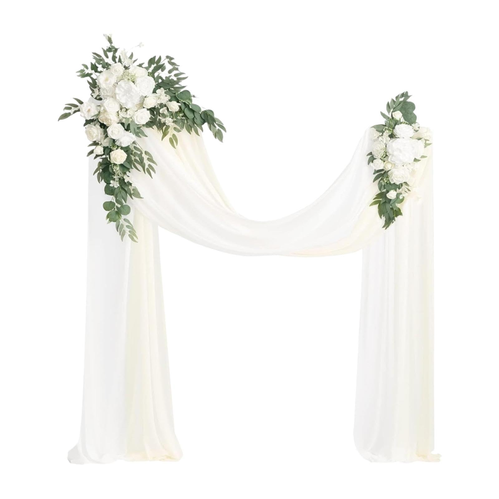 Blumenbogen mit Vorhängen für Die Hochzeitsfeier Am Valentinstag