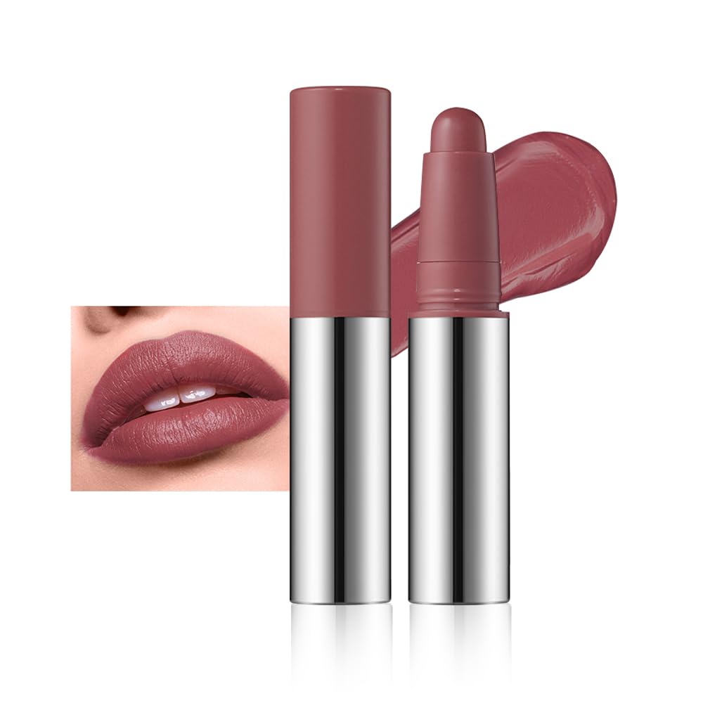 Hxssll Deep Rosewood Matte Lipstick Crayon – Waterproof Long Lasting Lip Liner Pencil, High Pigment Creamy Velvet Lipstick, Non-Drying Lip Color for