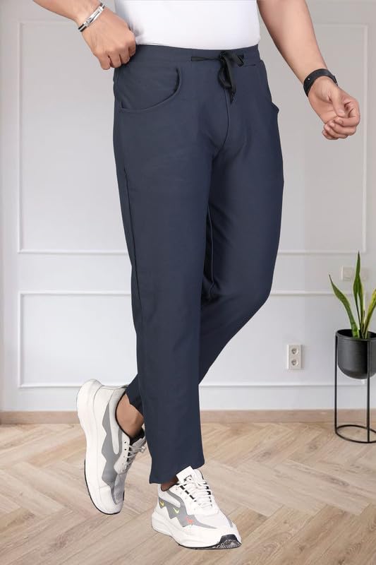 Image of HOODMASTER Men's Polyester Blend Track Pant with Drawstring Classic Style Regular Fit Solid Pattern and Standard Length | Mens Casual Daily Use Track Pants | Soft Fabric Modern Casual Track Pant