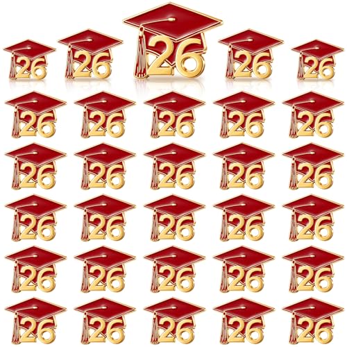 Image of Misdary 30 Pcs Graduation Pins Bulk Class of 2026 Lapel Cap Pin Enamel Jewelry Brooch Graduation Party Favors Gifts for School Student Clothes Bags Decor