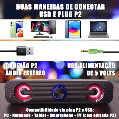 Caixa De Som Potente Smart Tv Usb P2 Pc Notebook caixas gamer alto falante mini caixinha Soundbar po