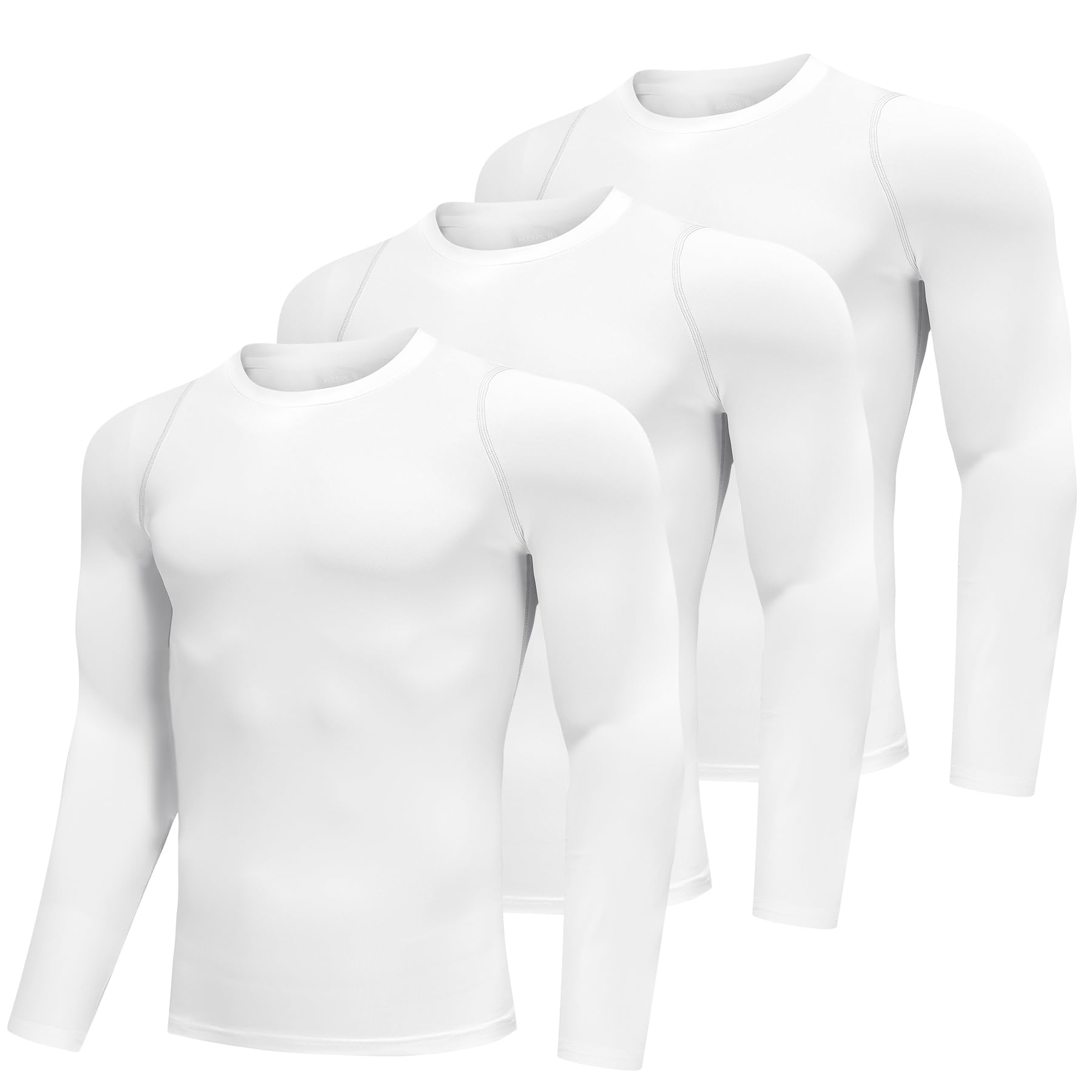 AMZSPORT Maglia Compressione Uomo Confezione da 3 Maglia Termica Manica Lunga Maglietta Palestra Compression Shirt Ciclismo Running Sportiva