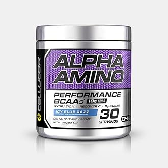 Cellucor Alpha Amino EAA & BCAA Powder | Branched Chain Essential Amino Acids + Electrolytes | Icy Blue Razz | 30 Servings