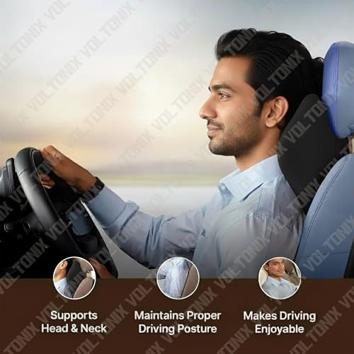 Image of Car Neck Pillow,Memory Foam Car Headrest Pillow for Neck Support, Breathable Removable Cover & Adjustable Strap, Ergonomic Design for Driving Comfort, Neck Pain Relief,Travel (2, 31CM-25CM-10.4CM)