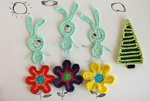 Bunny Set Woodland Creatures Crochet Applique Set of 3