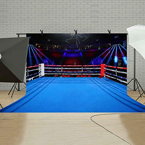 Fondo para fotografía Boxing Ring 10x7ft azul miniatura 3
