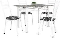 Conjunto De Mesa Itália Com 4 Cadeiras 1,20m Artefamol (Branco/Granito)