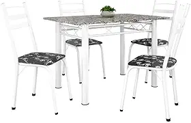 Conjunto De Mesa Itália Com 4 Cadeiras 1,20m Artefamol (Branco/Granito)