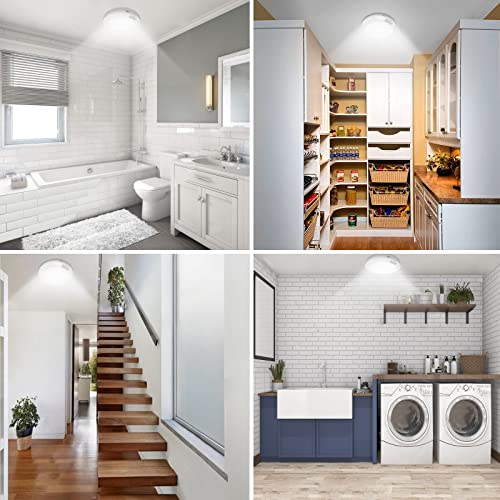 Motion Sensor Battery Operated Lights Indoor Awanber Wireless Led Closet Lights Battery Powered Motion Detector Stair Lights 210Lm 6000K For Laundry Stairwell Hallway Shed Kitchen Cabinet - Cool White #TOP6