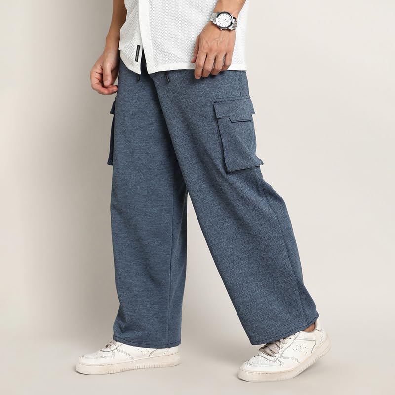 Image of CAHOOT Men's Cargo Trousers for Casual Wear | Mid-Rise | Relaxed Fit | Button Closure | Cargo Pants Crafted with Comfort Fit for Everyday Wear