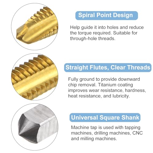 QUARKZMAN 4 Stück Maschine Gewindebohrer Spitze M4 x 0,7 Metrisch Spitzengewindeschneider HSS M2(6542) Universelle und Hochwertige Gewindebohrer Titanbeschichtete Oberfläche