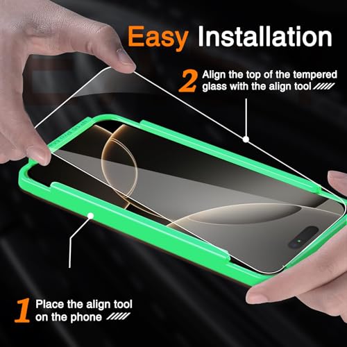 Image of Wiaocit 3 Pack Tempered Glass Screen Protector for iPhone 16 Pro Max with 3 Pack Camera Lens Protector, 9H Hardness, Bubble Free, Case Friendly