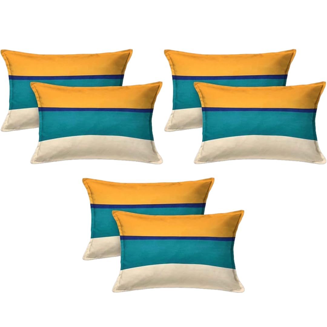 PRtrend Premium Present Designer Printed Cotton Blend Pillow Covers | Pillow Covers,17X27(Inches) Set of 3 Super Soft and Breathable Envelope Closure Pillow Cases (6, Multicolor)