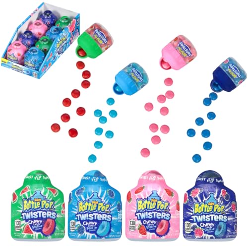 Baby Bottle Pop Twisters Chewy Easter Candy, 8 Ct Individually Wrapped Sweet Candy with Chewy Sour Center in Fun Containers, Full Size, Fun Pack For Easter Basket Stuffers, Gifts for Kids, Parties