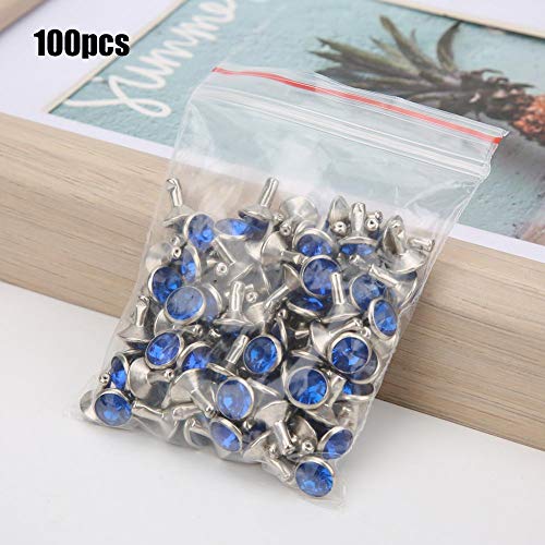 Zerodis 100 Pcs Rhinest Rivet, 8Mm Crystal Rivet Studs Rhinest Rivets Silver Edge Crystal Diy Fashion Rhinest Nailhead Studs For Diy Leather Craft(Deep Blue) #TOP6