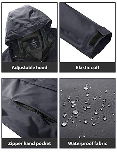 Wantdo Men's Rain Gear Waterproof Rain Jacket Outdoor Shell Rain Coat Gray M