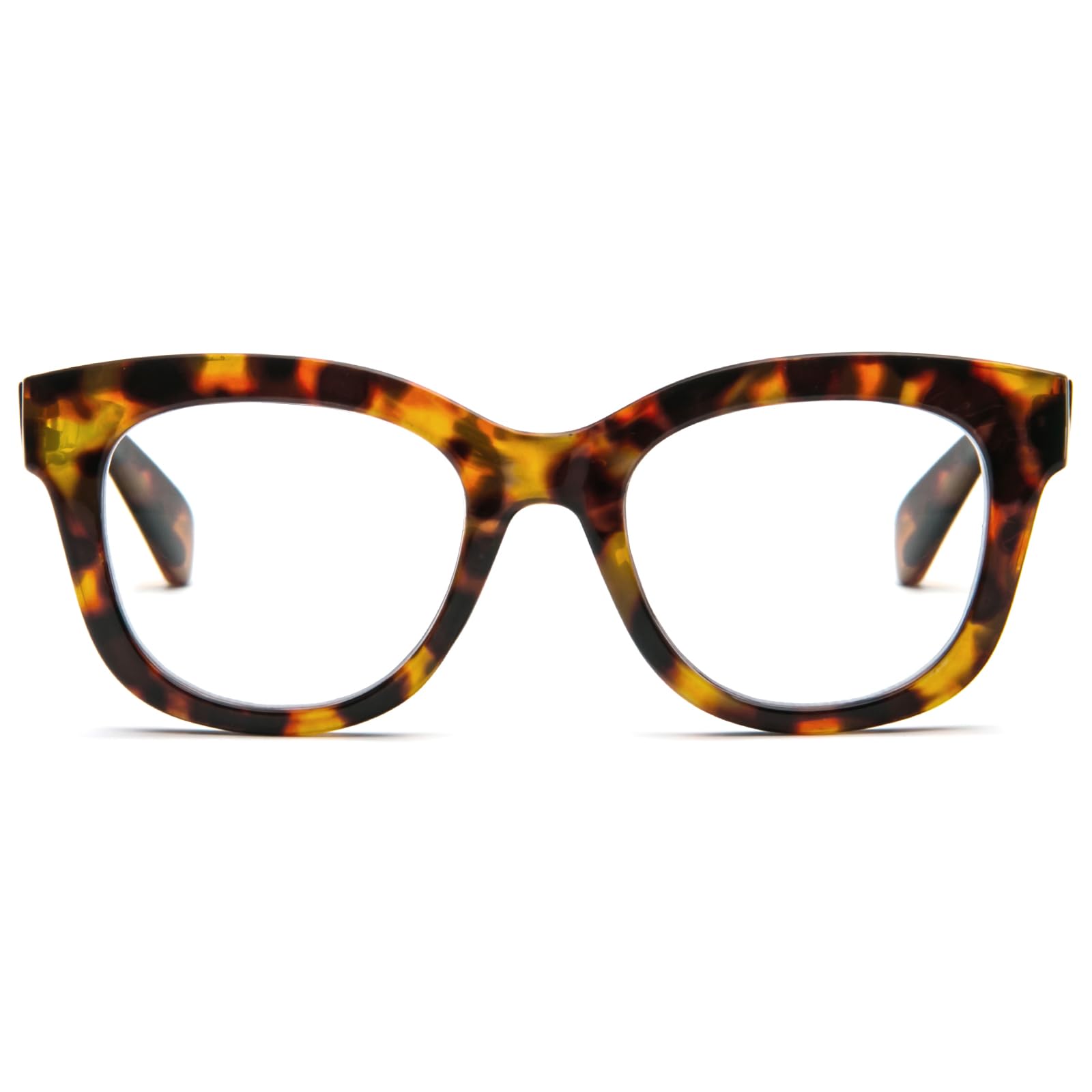MMOWW Gafas de Lectura Redondas - Gafas de Lectura con Montura Redonda Anti Luz Azul Bisagras de Muelle Ordenador para Mujeres y Hombres (Tortuga, 3.0)