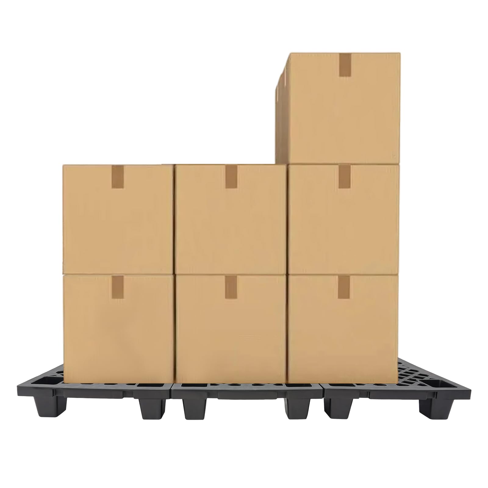 6 Pcs Plastic Pallets Interlocking Storage Pallets with Breathable Grids, Moisture-Proof Floor Pallet for Warehouses, Factories, Logistics Centers, Supermarket, Garages, 23.62*15.75*3.94in (Black)