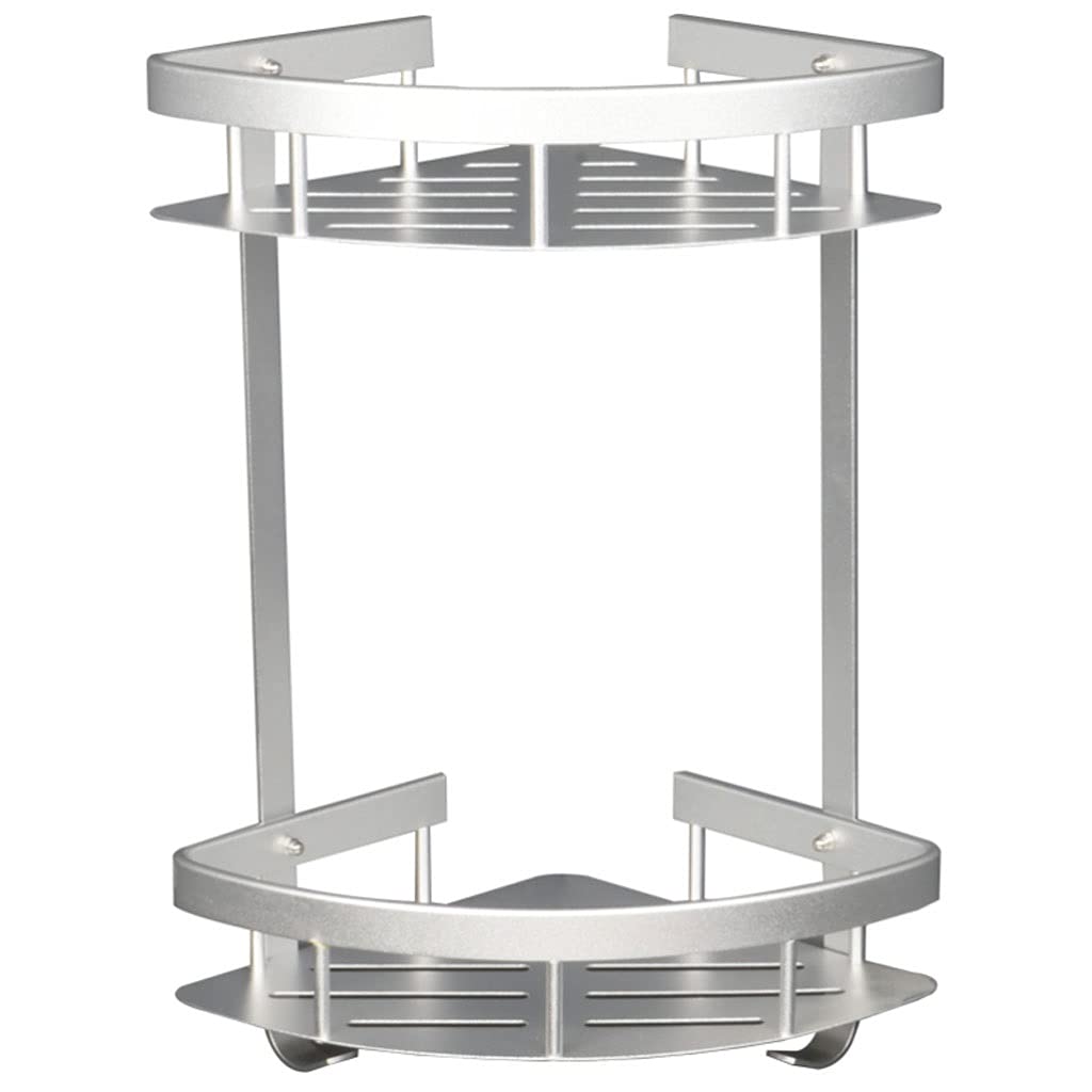 ZJHFFFG Shower Organizer No Drill Punch-Free Bathroom 2-Layer Shower Organizer Tripod Wall Hanging Shower Shelf Storage with Hooks