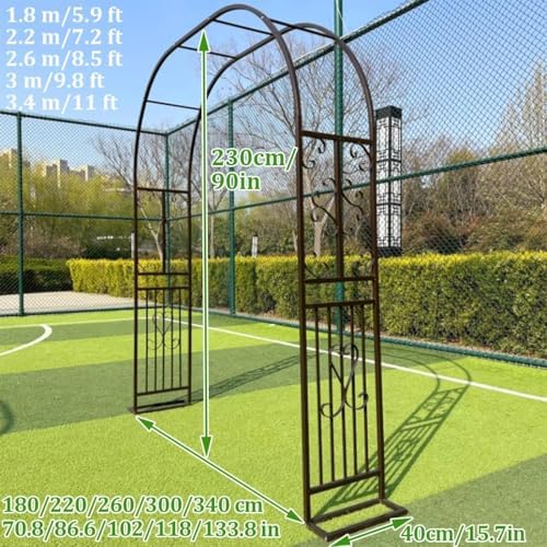 7.5ft Garden Arbor Trellis for Climbing Plants, Metal Wedding Arch for Outdoor Ceremonies, Black Garden Arch for Backyard, Lawn Decor - Available in Dark Green, White, Bronze Brown