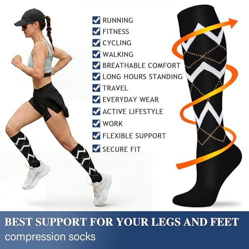 Image of Sooverki Compression Socks for Women and Men Circulation (3 /4 Pairs) is Best Support for Running Athletic Cycling Hiking