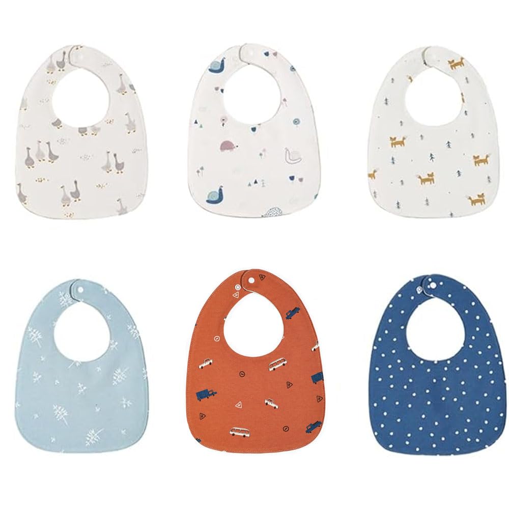 Oaygat 6 Pack Baby Bibs for Boys and Girls Soft and Absorbent 3-Layer Cotton With Adjustable Snaps for Infants Newborn Feeding Teething Drooling 0-12 Months — image 1