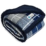 PetAmi Dog Blanket, Plaid Sherpa Dog Blanket | Plush, Reversible, Warm Pet Blanket for Dog Bed,...