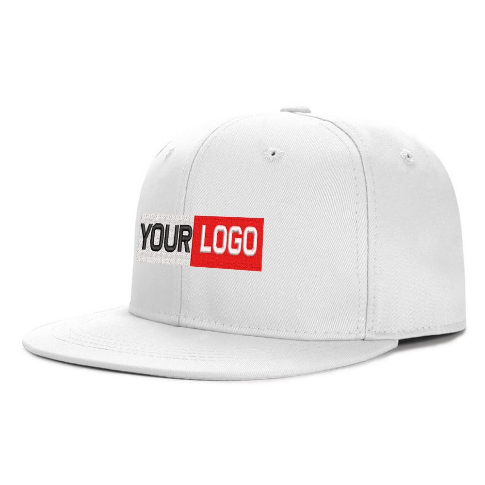 Unisex White Custom Embroidery Mens Snapback Baseball Cap Hip Hop Style Flat Visor Adjustable Outdoor Cap Adjustable Breathable