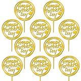 CAVLA 10 Pieces Happy Father's Day Cake Toppers Round Acrylic Fathers Day Cake Picks With Heart Sign