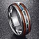 NUNCAD Ring aus Wolfram Herren Damen Partnerring mit Abalone Muschel und Koa Holz Partnerringe für Hochzeit Verlobung Trauung Alltag Größe 76(24.2)